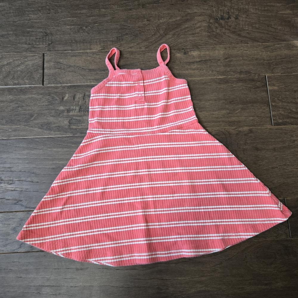 Hanna Andersson Coral and White Striped Tank Dress